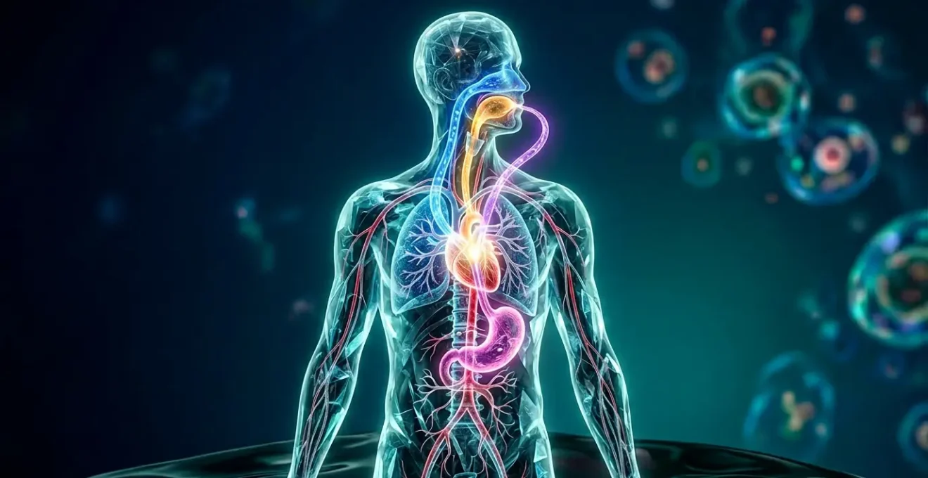Représentation visuelle du parcours d'une molécule de CBD dans l'organisme humain montrant les différentes voies d'administration