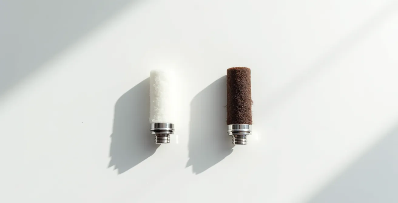 Comparaison visuelle entre un coton de résistance propre et un coton brûlé