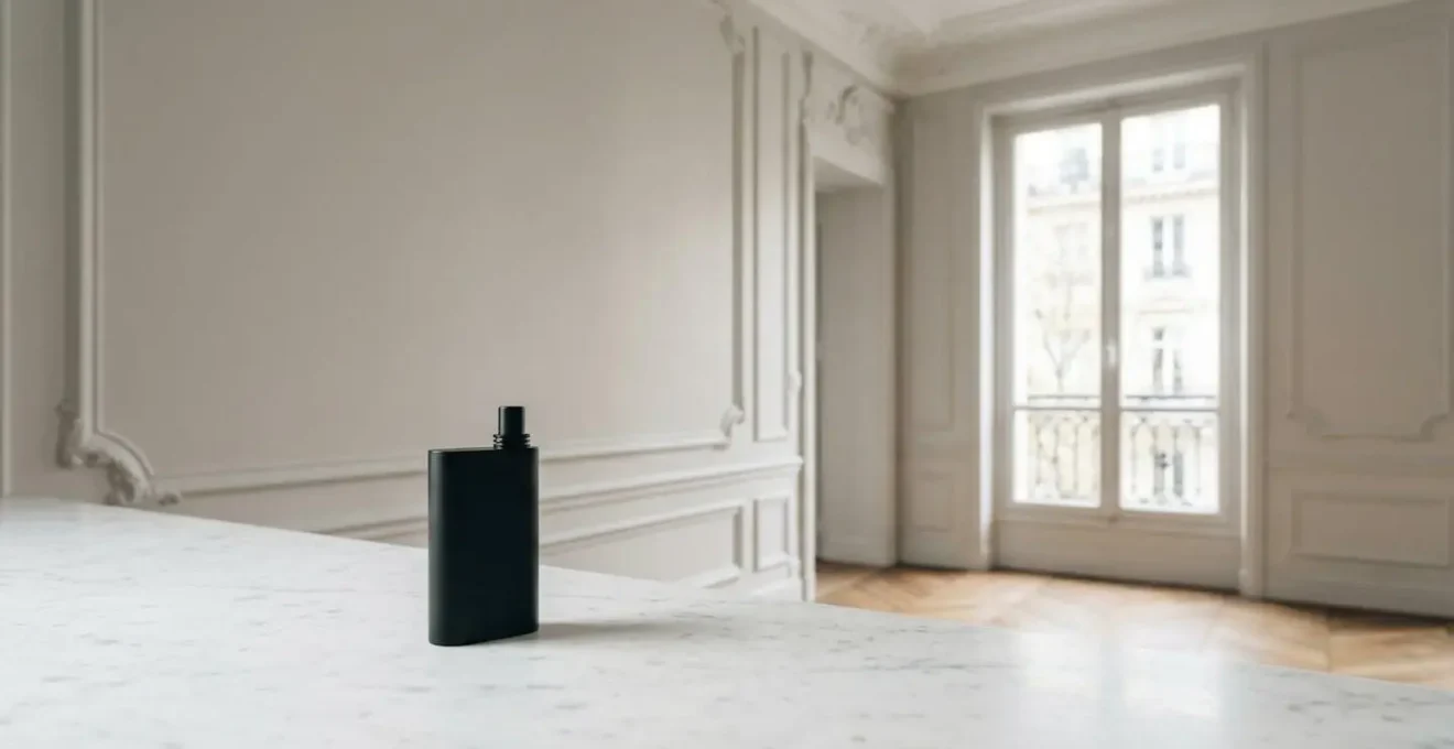 Composition minimaliste montrant une cigarette électronique dans un environnement épuré