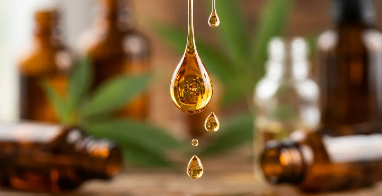 Administration sublinguale d'huile CBD montrant l'absorption rapide par les vaisseaux sanguins