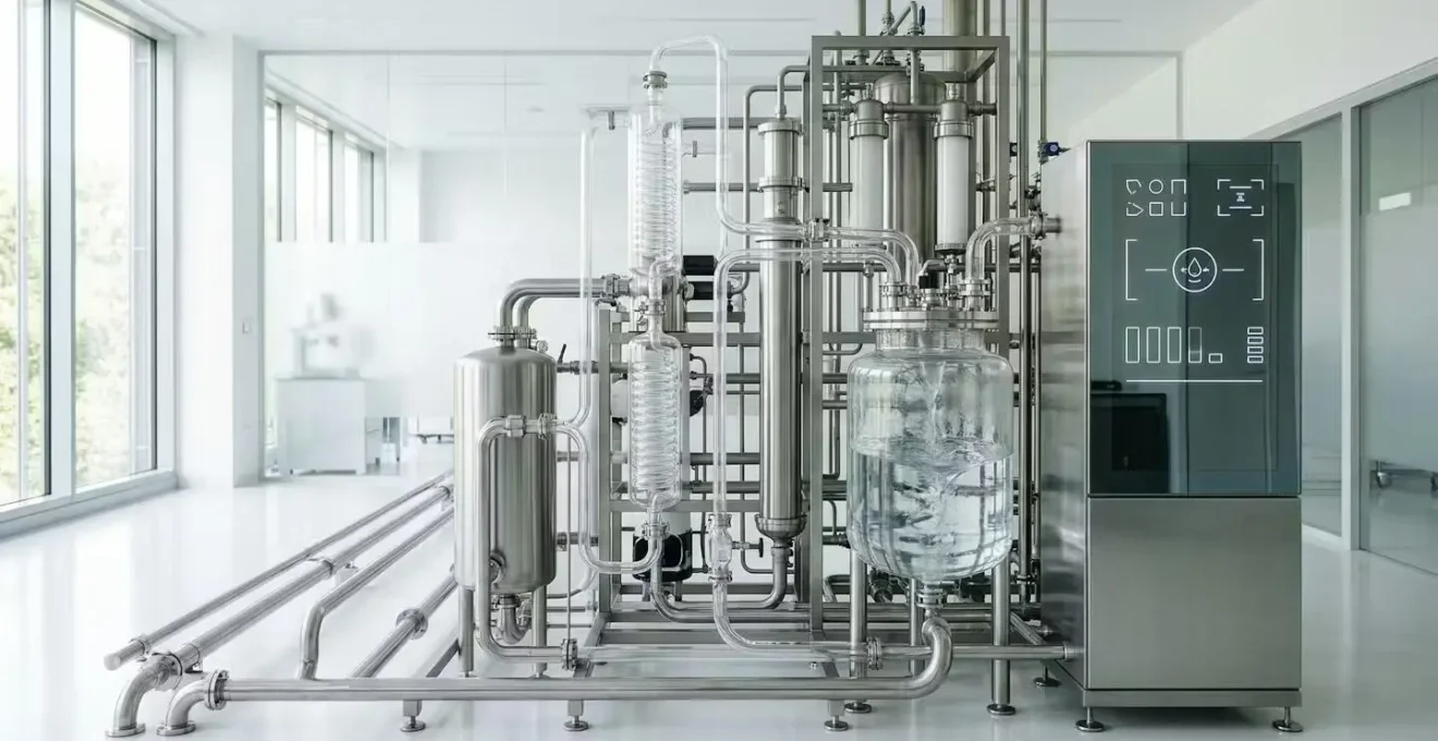 Laboratoire pharmaceutique moderne avec équipements de purification d'eau