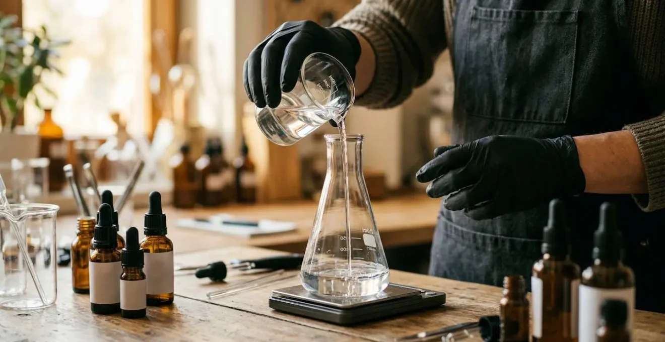 Espace de création DIY pour e-liquide CBD avec matériel professionnel