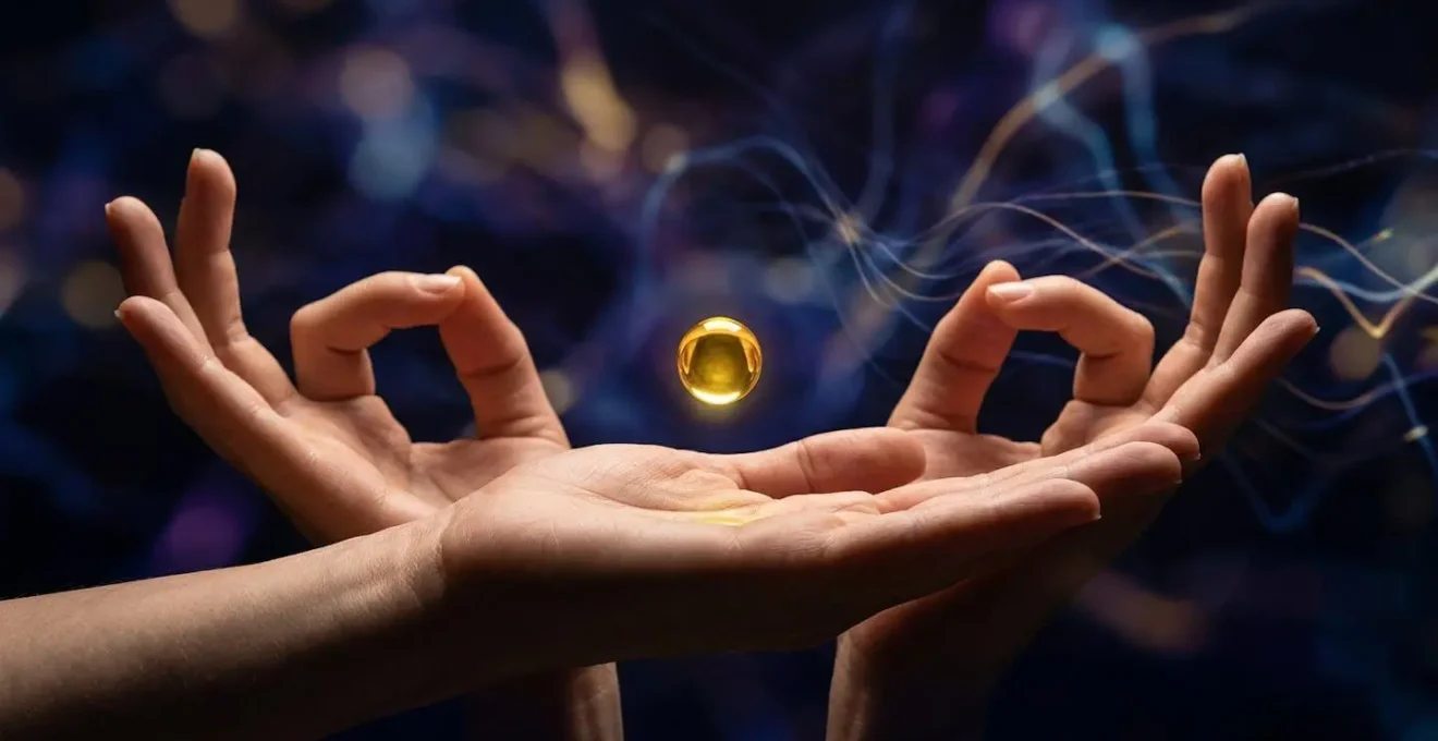 Personne en état méditatif profond avec ambiance zen minimaliste