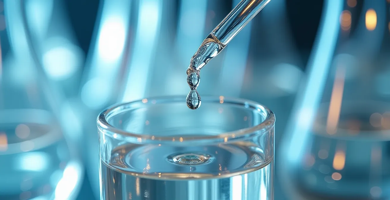 Mélange de fioles de nicotine avec seringues et équipement de mesure